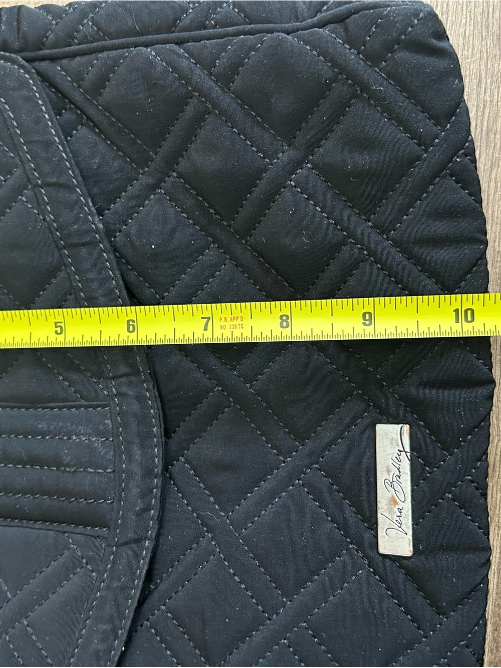 Vera Bradley Black Quilted Crossbody/Messenger Bag - Retired Dogwood Lining - Picture 9 of 11